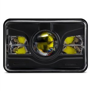 Morsun 4x6 neliön LED-ajovalot Kenworth T800 T400 mustalle kromi-ajovaloprojektorille